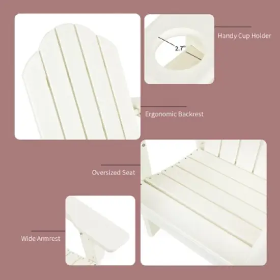 Costway 3PCS Patio Adirondack Chair & Side Table Set Weather Resistant w/ Cup Holder image {3}