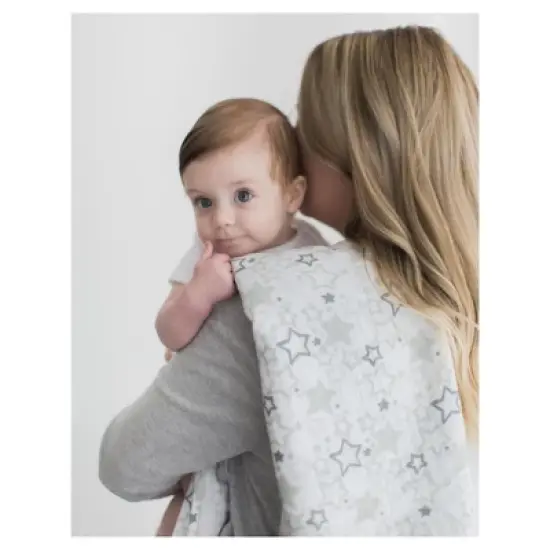SwaddleDesigns Cotton Muslin Swaddle Blankets - Starshine Shimmer - 4pk - Sterling Gray image {8}