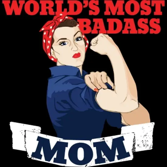 Junior's Design By Humans World's Most Badass Mom By BubbSnugg T-Shirt image {1}