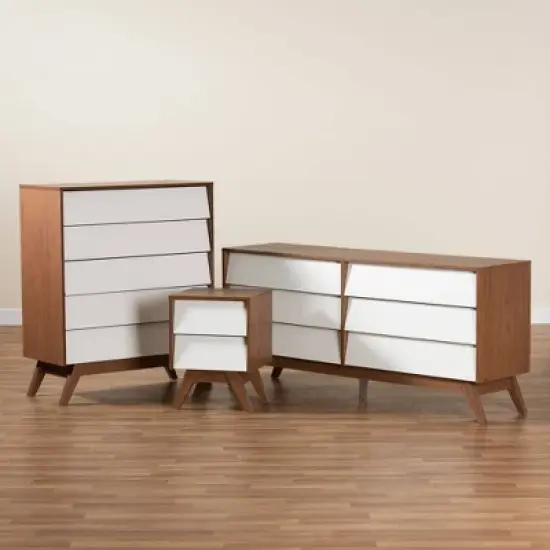 3pc Hildon Two-Tone Wood Storage Set White/Walnut Brown - Baxton Studio image {8}