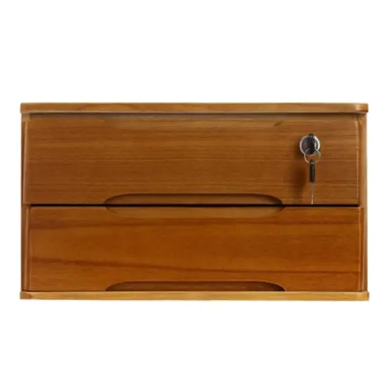 YIYIBYUS 2 Tiers Wooden Desktop Storage Box with Lockable Drawers image {9}