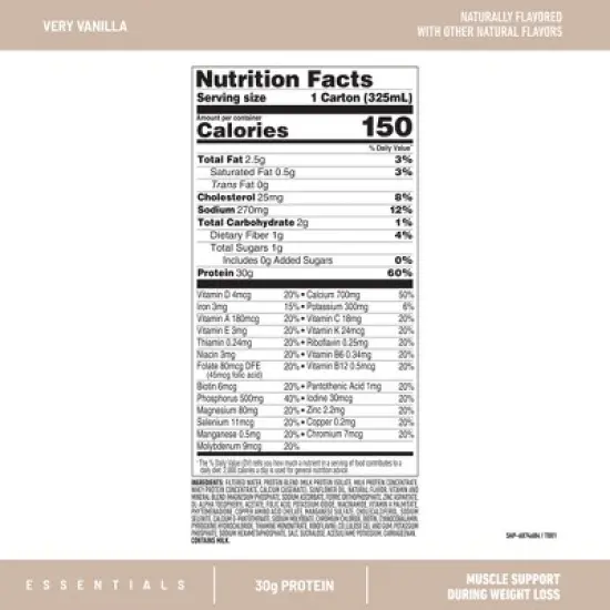 SlimFast Essential Protein Shake - 30g Protein - Vanilla - 11 fl oz/4pk image {5}