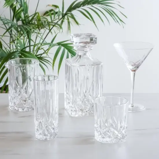 Viski Admiral Highball Glasses - Cut Crystal Drinking Glasses - Tall Cocktail Glasses 9oz Set of 4 image {3}