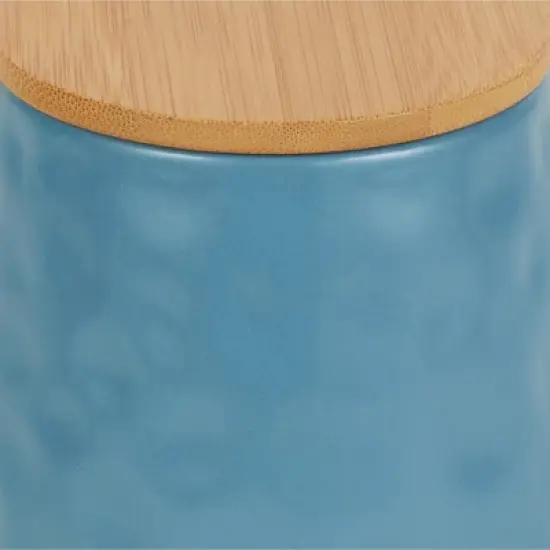 Design Imports Storm Blue Matte Dimple Texture Ceramic Canister Set/2 image {8}