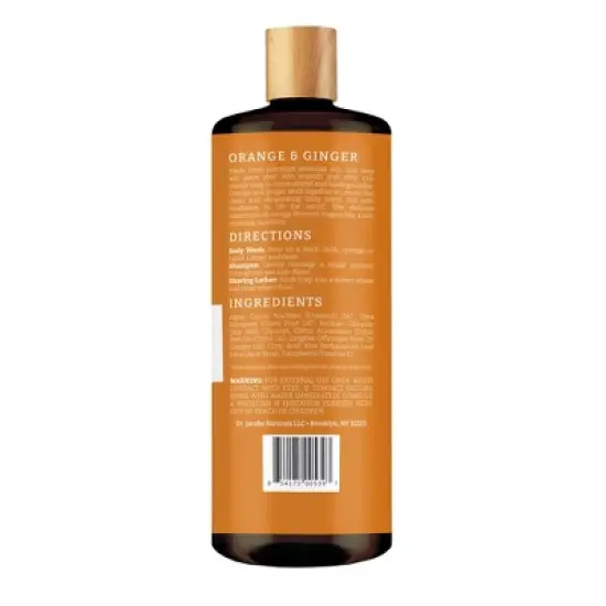 Dr. Jacobs Naturals Plant-Based Castile Body Wash Gel- Orange & Ginger- Hypoallergenic- Dermatologist Tested image {2}
