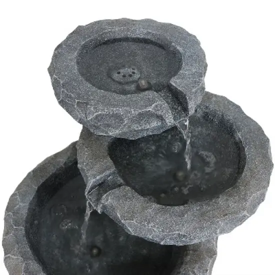 Sunnydaze Outdoor 3-Tier Chiseled Basin Solar Powered Water Fountain with Battery Backup and Submersible Pump - 22" image {3}