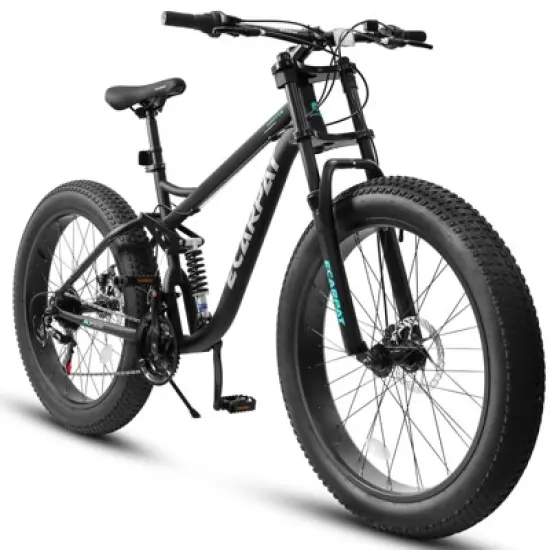 INFURNIC Bicycles 26 Inch Full Suspension Mountain Bike with Shimano 21 Speeds and Fat Tires for Men, Black, 78"*27"*41.5" image {5}