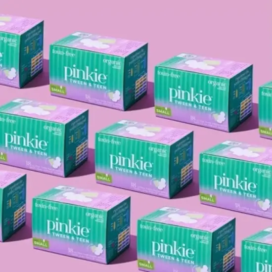 Pinkie Tween & Teen Ultra-Thin Organic Topsheet Pads with Wings - Size Small - 18ct image {11}