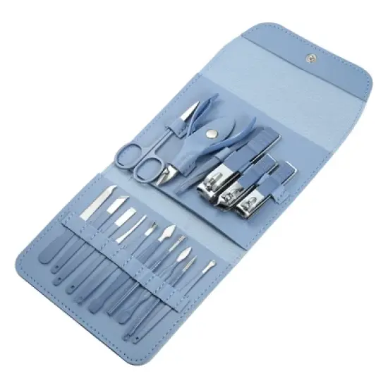 Unique Bargains 16 Pcs Manicure Set Stainless Steel Nail Clippers Pedicure Kit With Case image {4}