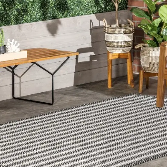 nuLOOM Kennedy Braided Stripes Indoor and Outdoor Patio Area Rug image {8}