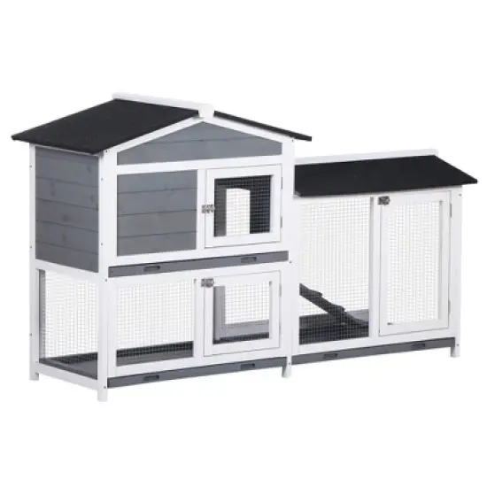Gulches 37in H x 62in W x 20in D MeadowRun Rabbit Hutch Gray 1 Pack Bunny Guinea Pig Cage Livestock Supplies Product type image {10}