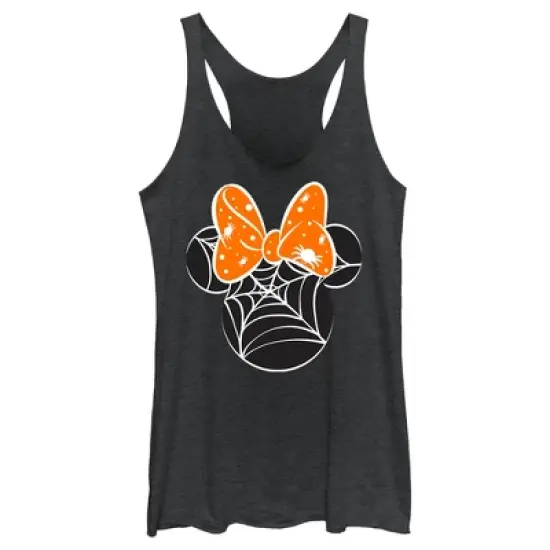 Women's Mickey & Friends Minnie Web Silhouette Racerback Tank Top image {3}