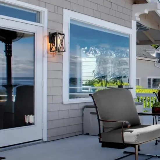 12.2" Metal/Glass Outdoor Wall Lamp Black - LNC image {9}