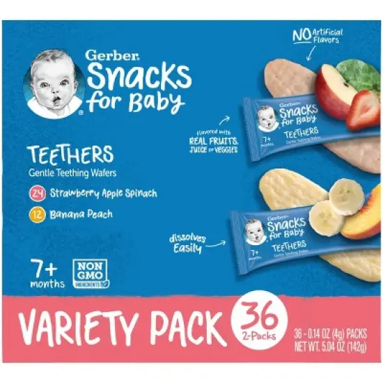 Gerber Teethers Variety Pack Baby Snacks - 5.04oz/36pk image {4}