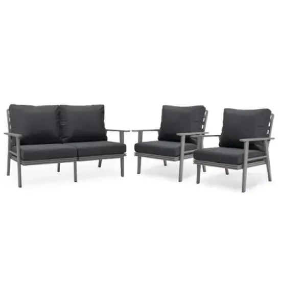 Leisuremod Walbrooke Modern 3 Piece Patio Set with Grey Aluminum Frame image {17}
