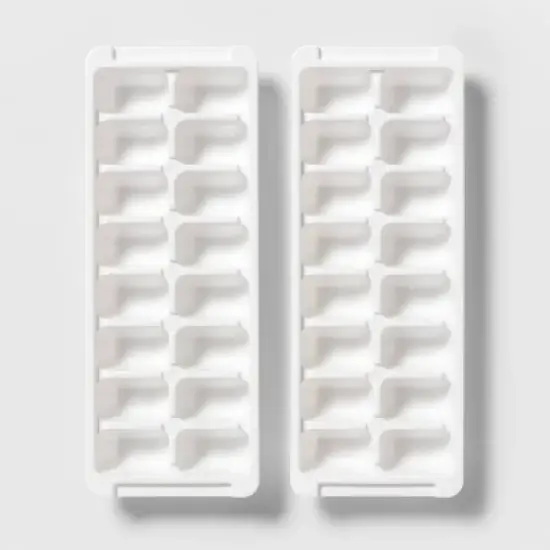 2pk Ice Cube Tray White - Brightroom&trade;: Polypropylene, 16 Cavities, Dishwasher-Safe, Ice Molds for Freezer image {2}