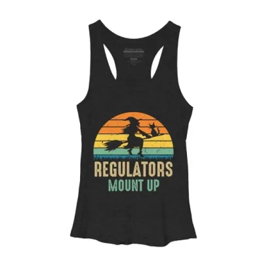 Women's Design By Humans Regulators Mount Up Halloween Witch By RedBirdLS Racerback Tank Top image {3}