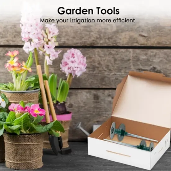 Syemin Landscape Equipment Parts and Accessories, Garden Hose Guide Spikes 2PCS with Heavy-Duty Swivel Caps, Green, 3.7"*3.7"9.84" image {1}