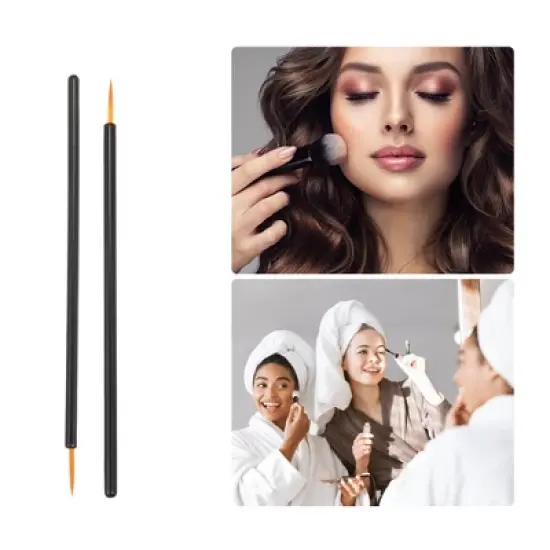 Unique Bargains Short Nylon Eyeliner Eye Makeup Brushes Applicators Black 50 PCS image {4}